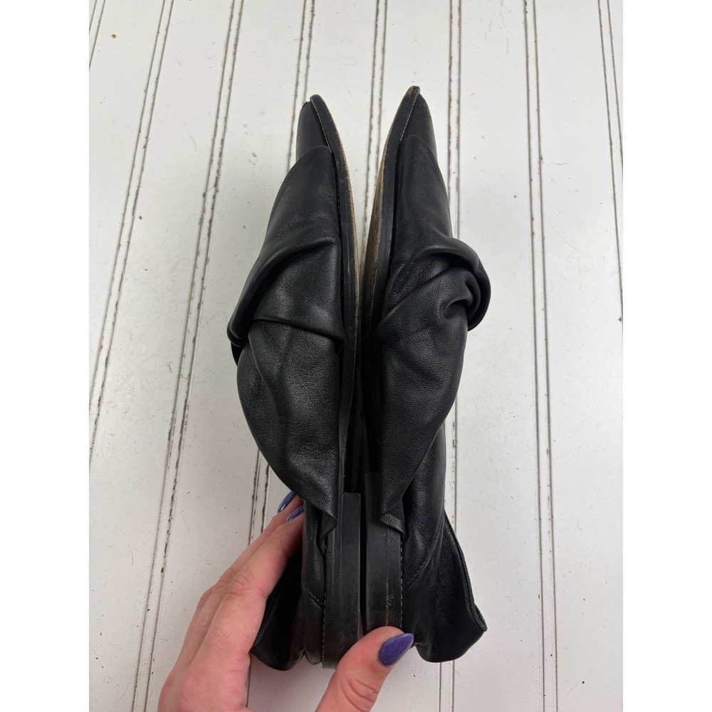 AllSaints Vintage Y2K Black Leather Bow Pointed Toe Mules Women's Size 8 - Picture 7 of 8